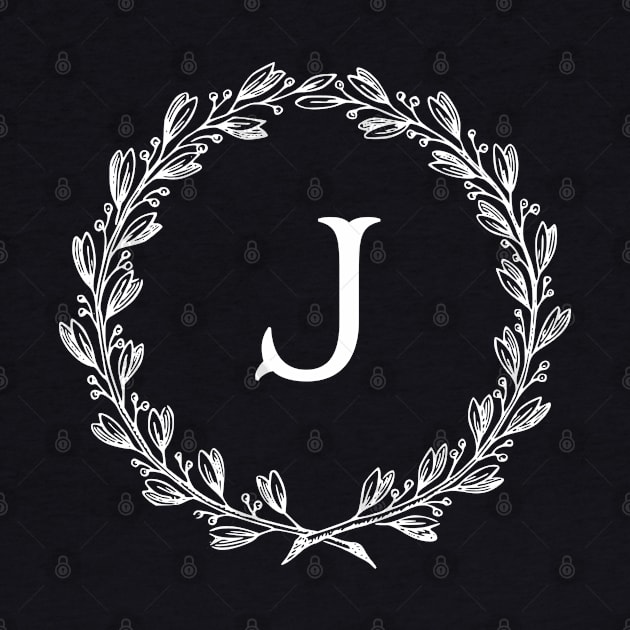 Beautiful Letter J Alphabet Initial Monogram Wreath by anonopinion